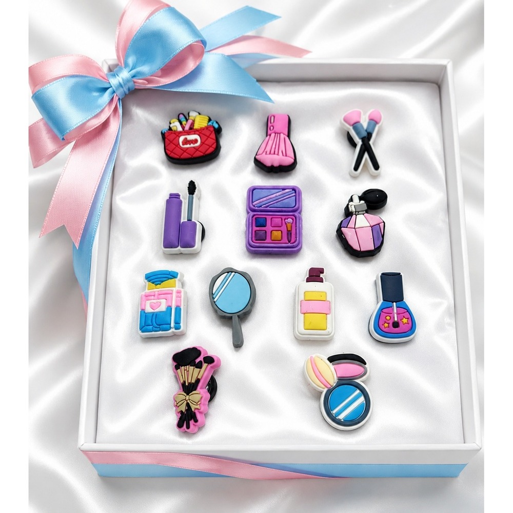 12pc Makeup Shoe Charms Set Beauty Cosmetics Lipstick Perfume for Clogs Bags